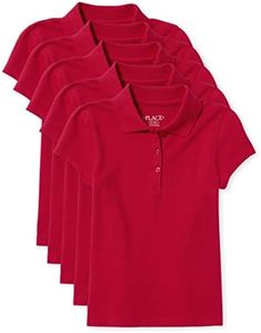 The Children's Place Girls Multipack Short Sleeve Pique Polos Shirt, Ruby 5-pack, Medium US