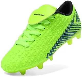 DREAM PAIRS Boys Girls Outdoor Soccer Cleats Football Shoes for Little/Big Kid,Size 6 Big Kid,Neon/Green/Black,MEGA-2K