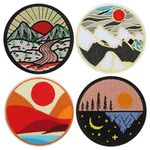 Artibetter 4pcs Sunrise Sunset Patch Embroidered Mountain Patch Funny Decorative Repair Applique Badge Iron On Sew On Emblem for DIY Clothes Dress Hat Jeans Accessory