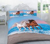 R&Z 3D Animal Designs Luxury Duvet Cover Sets Quilt Cover Sets Reversible Bedding Sets With Pillow Cases (Horse Print Multi, Single)