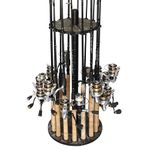 Rush Creek Creations | Round Spinning Fishing Rod Holder for 16 Freshwater Fishing Poles, Fishing Gear, and Fishing Accessories | Fishing Rod Rack with 16 Fishing Rod Clips for Garage Organization