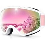 Findway Ski Goggles, Snow Snowboard Goggles for men Women Youth, White Frame - Revo Pink Lens