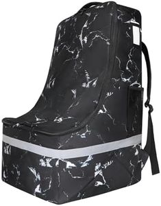 LARIPOP Car Seat Travel Bag for Airplane,Infant Seat Travel Bag with Shoulder Strap,Padded Car Seats Backpack with Reflective Stripes,Large Carseat Carrier Bag Travel Car Seat Cover, Black marble