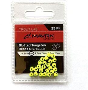 Mavrk Fly Fishing Slotted Tungsten Beads (Chartreuse, 4mm)