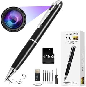 HIGSEEU 64GB Hidden Camera, 1080P Camera Pen, Mini Nanny Camera, Body Cam with Loop Recording, Taking Photo, Rechargeable Hidden Video Camera for Home, Office-One Button Surveillance Camera