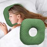 Wuronsa Ear Piercing Pillow for Side Sleepers, Pillow with an Ear Hole for CNH and Ear Pain Ear Inflammation Pressure Sores, O-Shaped Side Sleeping Pillow, Ear Guard Pillow(Dark Green)