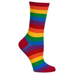 Hot Sox Women's Bold Stripe Crew Socks, Red, Medium