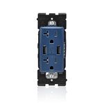 Leviton RUAA2-RN Renu USB Charger/Tamper-Resistant Duplex Outlet, 20A-125VAC, Rich Navy