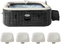Intex PureSpa Plus Greystone Square Hot Tub 6 Person Inflatable 94" Outdoor Relaxing 170 AirJet Spa Bundled with 4 PureSpa Cushioned Headrest Pillows
