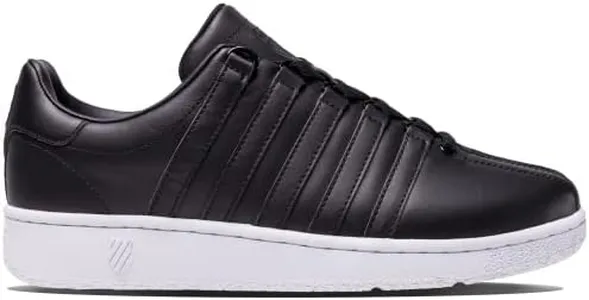 K-Swiss Women's Classic VN Leather Sneaker, Black/White, 8.5 M