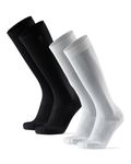 DANISH ENDURANCE 2 Pack Graduated Compression Socks, 21-26mmHg, Flight Socks, Running, Women & Men, Multicolour: Black, White, 9-12