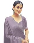 SIRIL Satin Silk Stone Work Saree for Women With Unstitched Blouse Piece (3431S291_Dull Light Purple)