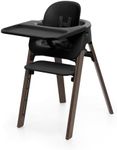 Stokke Steps High Chair for Babies & Children from 6 Months to 10 Years – 2-in-1 Adjustable & Ergonomic Design – Removable Baby Set, Tray & Safety Harness – 18.9 x 24.4 x 34.7 – Black/Warm Brown