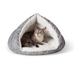 K&H PET PRODUCTS Self-Warming Hut Pet Bed, Cat Bed Cave, Gray Small 18 X 19 Inches