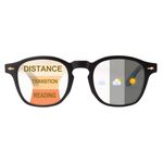 SKYWAY Progressive Multifocus Photochromic Reading Glasses Blue Light Blocking for Women Men,Transition Multifocal Readers with Spring Hinge UV Protection(Black, 2.0)