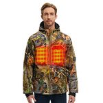 CONQUECO Men's Camo Heated Jacket Waterproof Hunting Hoodie Jacket with Battery Pack (Camouflage, XL)