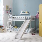 Design Elements - Tuva Cabin Bed with Bunk Underbed, Play Area & Slide (Classic White)