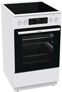 Gorenje GECS5C 60 WPA Elektro-Standherd mit Glaskeramik-Kochfeld, 50cm, 70 Liter, GentleClose, Schnellaufheizung, AirFry, ExtraSteam, Teleskopauszüge, AquaClean, weiß