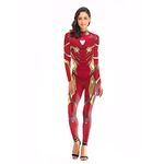 Womens Superhero Iron Man Cosplay Costume Long Sleeve One-piece New Nano Armor Printed Bodycon Suit-L