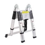 soges 16.5 FT Aluminum Telescopic Extension Ladder Multi-Use Telescoping Ladder 330 Pound Capacity EN131 Standard,JF-UP500D-CA-N