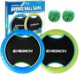 EVERICH TOY Trampoline Paddle Balls, Toss and Catch Balls, Bouncy Paddle Ball Game for Kids and Adults, Indoor Outdoor Game for 2 Players, Includes 2 Rackets, 2 Rubber String Balls, 1 Storage Bag