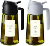 TrendPlain - Original 16oz/470ml Olive Oil Dispenser Bottle for Kitchen Gadgets and Air Fryer Accessories - Olive Oil Sprayer for Cooking w/Stickers - Black&Ash