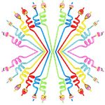 Reusable Colorful Plastic Curly Straws for Kids with Ice Cream Cartoon Design,Pack of 24