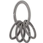 TISUR Oval Titanium Key Rings Bulk, Heavy Duty Quick Release Side Pushing Split Keyring Keychain,Strong Key Chain Rings, Grey, Medium