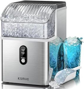 Kismile Nugget Ice Makers Countertop,Portable Ice Machine with Crushed Ice, 35lbs/Day,Self-Cleaning,One-Click Operation for Home Use(Silver)