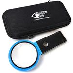 30x Hands-Free Magnifier with Ultra Bright 36 LED Lights and Case - 40x Loupe Magnifying Glass with Stand for Reading Jewelry Coins Watch Hobby Crafts Close Work