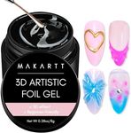 Makartt 3D Nail Gel: 8 ml Nail Foil Glue UV Nail Glue, Nail Charm Glue Transfer Gel for Nail Foil Sheets 3D Gel Nail Art with Chrome Nail Powder Salon DIY Use, UV LED Lamp Required