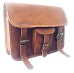 Vintage Crafts Genuine Goat Leather Messenger Satchel Motorcycle Tool Bag Brown Handlebar Sissy Bar Travel Bag Saddlebags Panniers