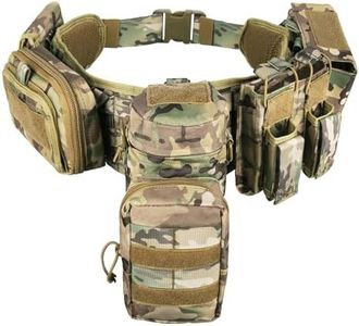 BOMTURN Tactical Battle Belt Military Molle War Duty Belt Law Enforcement for Police Army 7 in 1 Set
