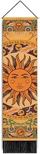 Leedpart Bohemian Tapestry Long Fabric Wall Hanging Vertical Moon and Sun Tapestry Tassel Decor for Bedroom Living Room Home (12.8 X 51.2 Inches) (Sun)