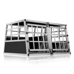 CADOCA® Cat & Dog Travel Crate for Car | Animal Carrier Transport Box Cage | Robust, Lockable, Aluminium Pet Animal Car Transport Box For Trunk Boot | 89x70x51cm | Extra Large