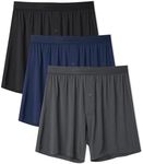 DAVID ARCHY Mens Boxer Shorts Micro Modal Loose Mens Boxers Soft Breathable Boxers for Men 3 Pack(XXL,Navy Blue/Black/Dark Gray)