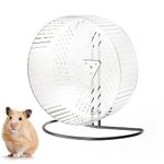 WADY 10 Inch Silent Hamster Wheel for Hedgehogs and Small Animals - Quiet Exercise Wheel with Stable, Rat Flying Saucer Toy Metal Brackets (Transparent)