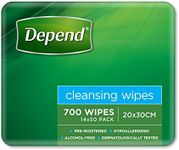 Depend Adult Care Alcohol Free Wet Wipes Large 700 Count (14 x 50 Pack) - Packaging May Vary