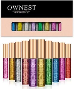 Ownest 10 Colours Liquid Glitter Eyeliner,Metallic Shimmer Glitter Eyeshadow, Long Lasting Waterproof Shimmer Sparkling Eyeliner Eye Shadow-10pcs