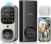 LNDU WiFi Smart Video Lock, 5-in-1 Fingerprint Keyless Entry Door Lock with App Control, Two-Way Audio, Dual Motion Sensors