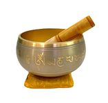 WIGANO Brass Sound Singing Bowl for stress relief Meditation with striker stick Bell Sound (5"X3" Grey)