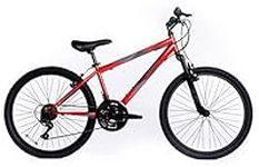 Huffy Stone Mountain Kids 24 Inch Wheel 21 Speed Hardtail Red Mountain Bike Junior 8-11 Year Old Front Suspension