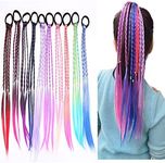 Colorful Wig Braid Head Rope,Colourful Hair Strands Hairpieces,Kids Hair Strands Braided Hair Braided Extension,Kids Hair Extension Braided Hair Tie Band,Colored Braids Hair Extension Braided Ponytail