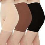 INNERSY Women's Slip Shorts High Waisted for Under Dresses Anti Chafing Shorts 3-Pack(Black/Cafe/Light Beige,Large)