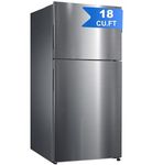 SMETA Refrigerator with Top Freezer 18 Cu. Ft Garage Refrigerators 30 in Top Mount Full Size Stainless Steel for Kitchen Fridge, Frost Free Double Door Upright Freezer LED, Garage Ready,66 Inch Tall