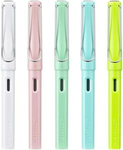 5PCS Jinhao 619 Resin Fountain Pen Set, Iridium Fine Nib Smooth Writing Pen with Ink Converter (Macaron Color)