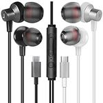 MAS CARNEY TI3 USB C Earphones, Type C Headphones Wired with Microphone, Compatible with Samsung, VIVO, OPPO, Mi, Google Pixel and Apple iPhone 15 - Pack of 2