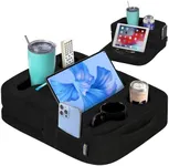 TabCouchCaddy - Couch Cup Holder Tray Pillow - Bed, Couch Caddy, Sofa, RV & Car - Holds Drinks, Snacks, Remotes, Phones, Kindle, Tablet | Bed Cup Holder (Black)