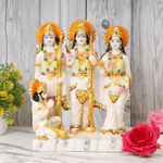 Rama Collections Home Décor Marble Lord Ram Darbar with Sita Laxman Hanuman Statue Murti Idol for Pooja Room -10 in Height|Ram Rama Mandir for Home Décor