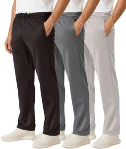 Real Essentials 3 Pack: Men's Mesh Athletic Gym Workout Lounge Open Bottom Sweatpants with Pockets (Available in Big & Tall) - Set 8, 3X Tall